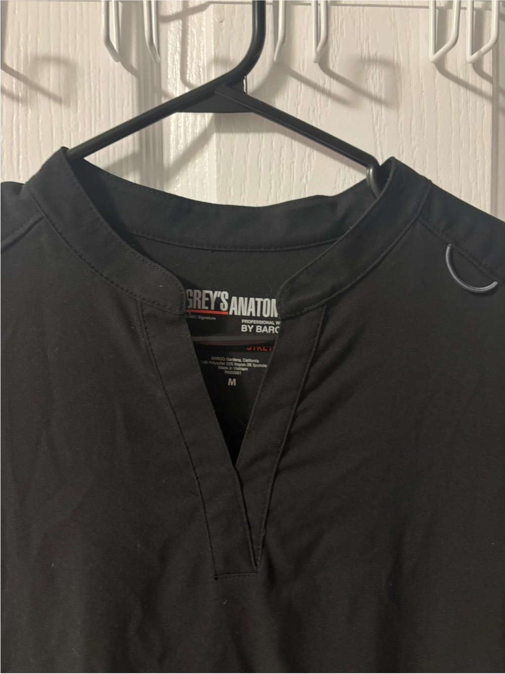 Grey's Anatomy Women's Black Notch-Neck Scrub Top